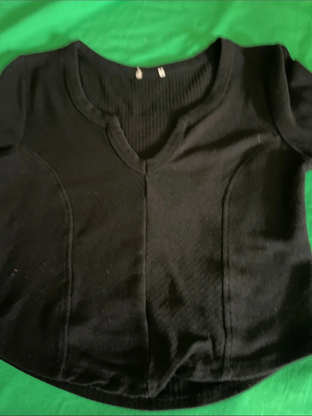 Black Ribbed Long-Sleeve Women's Top - Picture 4 of 6